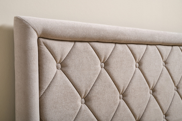 Кровать Марион 160 велюр OCEAN 005 темно-бежевый с ортопедическим основанием и подъемным механизмом (спальное место 160 х 200)