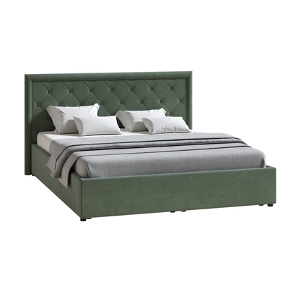 Кровать Марион 160 велюр OCEAN 012 темно-зеленый с ортопедическим основанием и подъемным механизмом (спальное место 160 х 200)