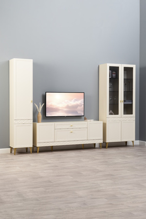 Шкаф-пенал Марион 16.333.01 слоновая кость С341 PE, слоновая кость 6898 ПВХ (собирается на любую сторону)