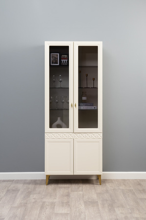 Шкаф-витрина Марион 16.397.02 слоновая кость С341 PE, слоновая кость 6898 ПВХ