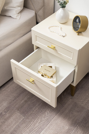 Тумба прикроватная Марион 16.14 слоновая кость С341 PE, слоновая кость 6898 ПВХ, белый PE шагрень