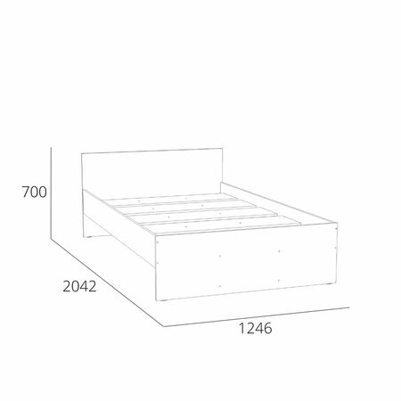 Кровать Симпл НМ 011.53-02 с жестким основанием ЛДСП (спальное место 120х200) дуб сонома
